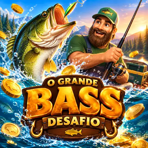 Capa do slot online Big Bass Bonanza com pescador e peixes-dinheiro