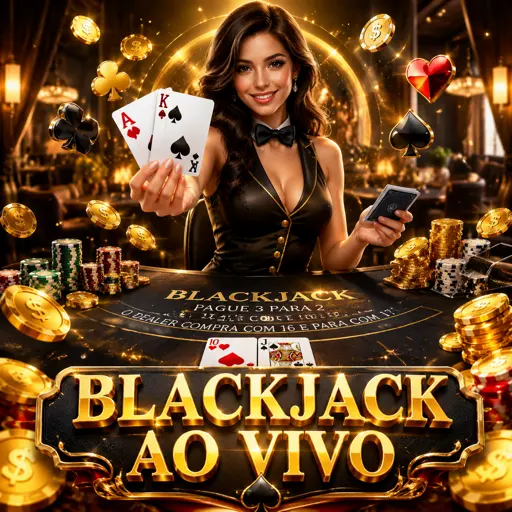 Mesa de blackjack ao vivo com cartas e fichas de apostas